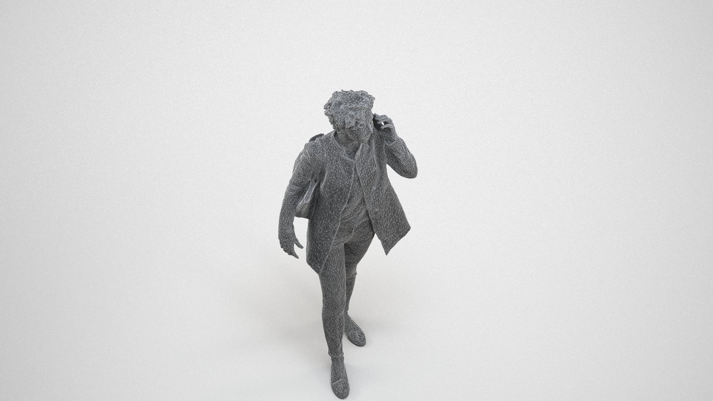 realistic 3D people woman business standing, render-ready for V-Ray and Corona, FBX OBJ, wireframe three-quarter view