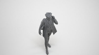 realistic 3D people woman business standing, render-ready for V-Ray and Corona, FBX OBJ, wireframe three-quarter view