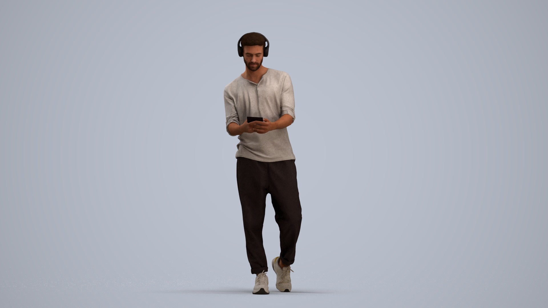 3D scanned man standing casual, photorealistic archviz people for Enscape and SketchUp, standing pose render