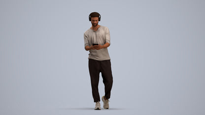 3D scanned man standing casual, photorealistic archviz people for Enscape and SketchUp, standing pose render