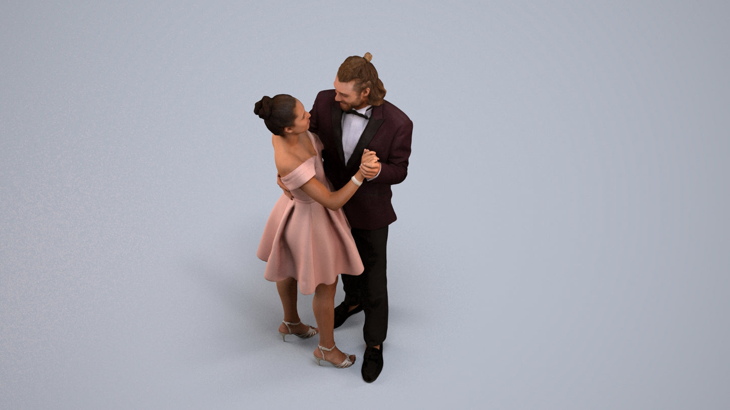 3D scanned woman dancing formal, photorealistic archviz people for Enscape and SketchUp, back view render