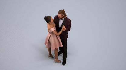 3D scanned woman dancing formal, photorealistic archviz people for Enscape and SketchUp, back view render