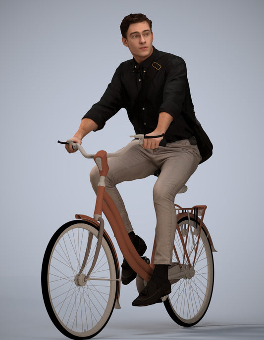 3D people model man casual cycling, scanned human for 3ds Max rendering