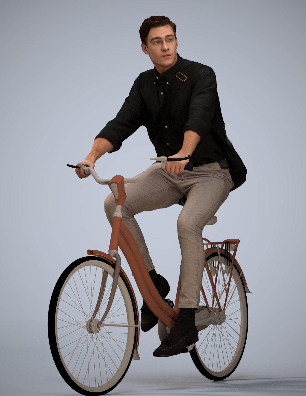 3D people model man casual cycling, scanned human for 3ds Max rendering