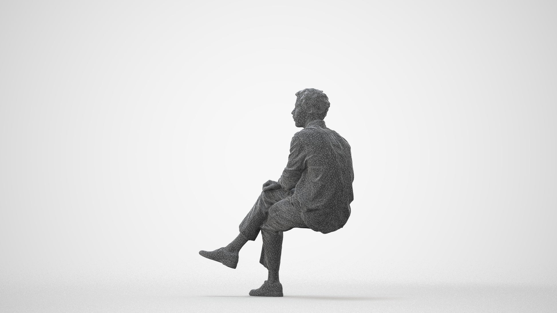 3D scanned man sitting casual, photorealistic archviz people for Enscape and SketchUp, square thumbnail