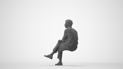3D scanned man sitting casual, photorealistic archviz people for Enscape and SketchUp, square thumbnail