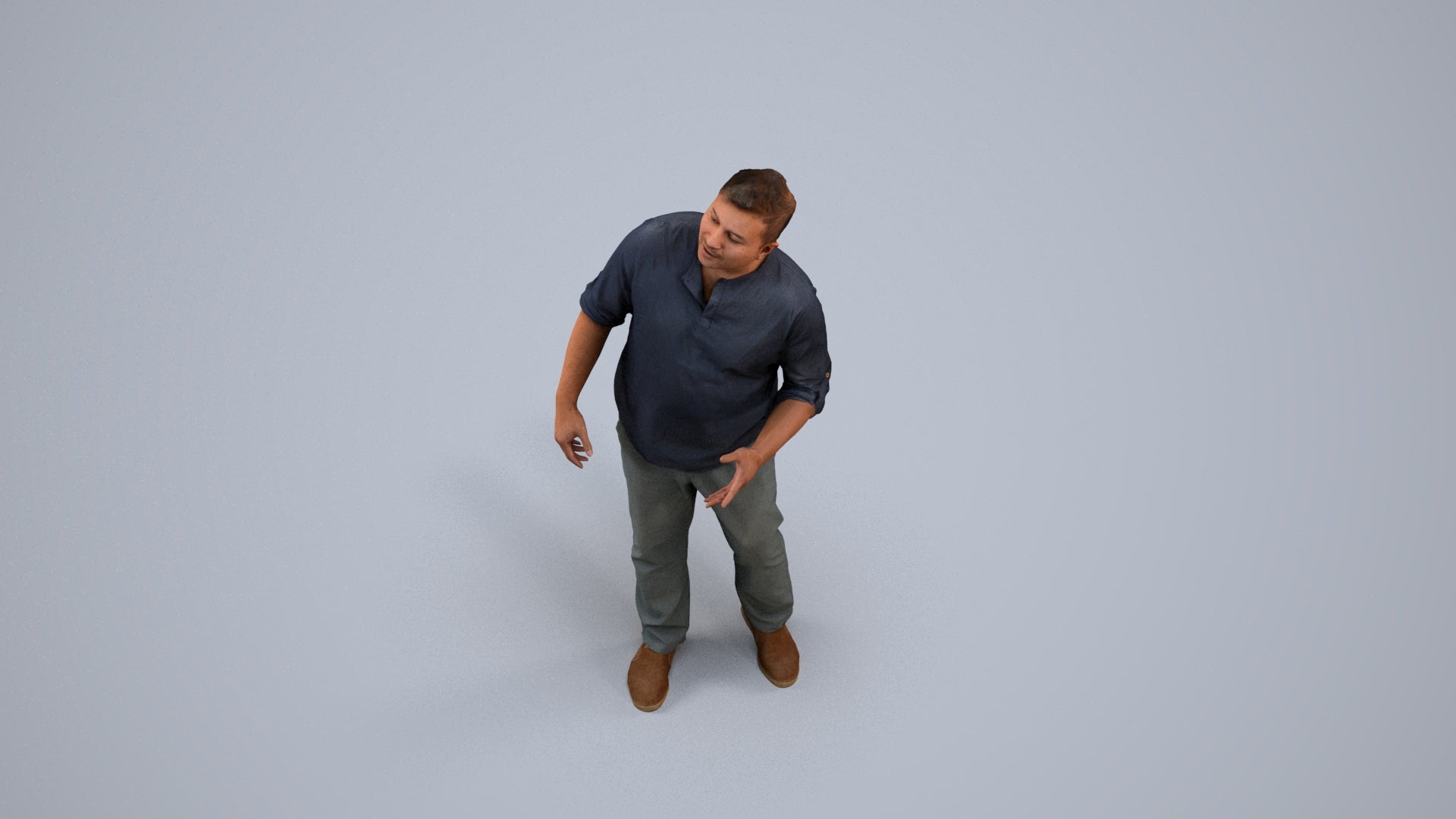 realistic 3D man casual standing, scanned archviz people for Blender and 3ds Max, back view render