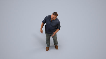realistic 3D man casual standing, scanned archviz people for Blender and 3ds Max, back view render