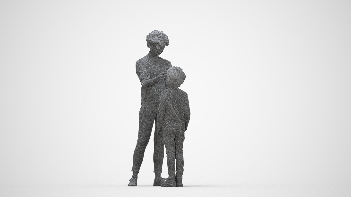 realistic 3D people girl casual kids, render-ready for V-Ray and Corona, FBX OBJ, wireframe back view