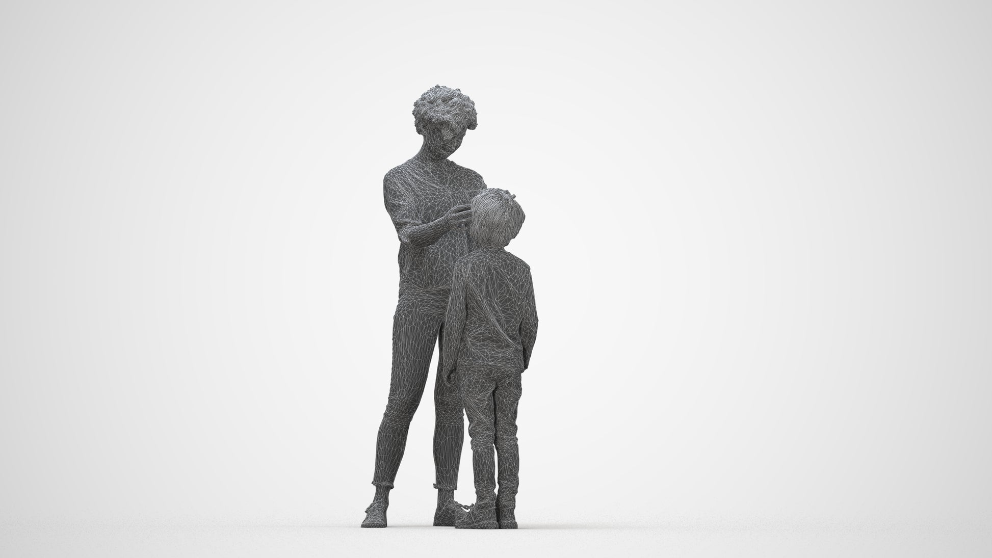 realistic 3D people girl casual kids, render-ready for V-Ray and Corona, FBX OBJ, wireframe back view