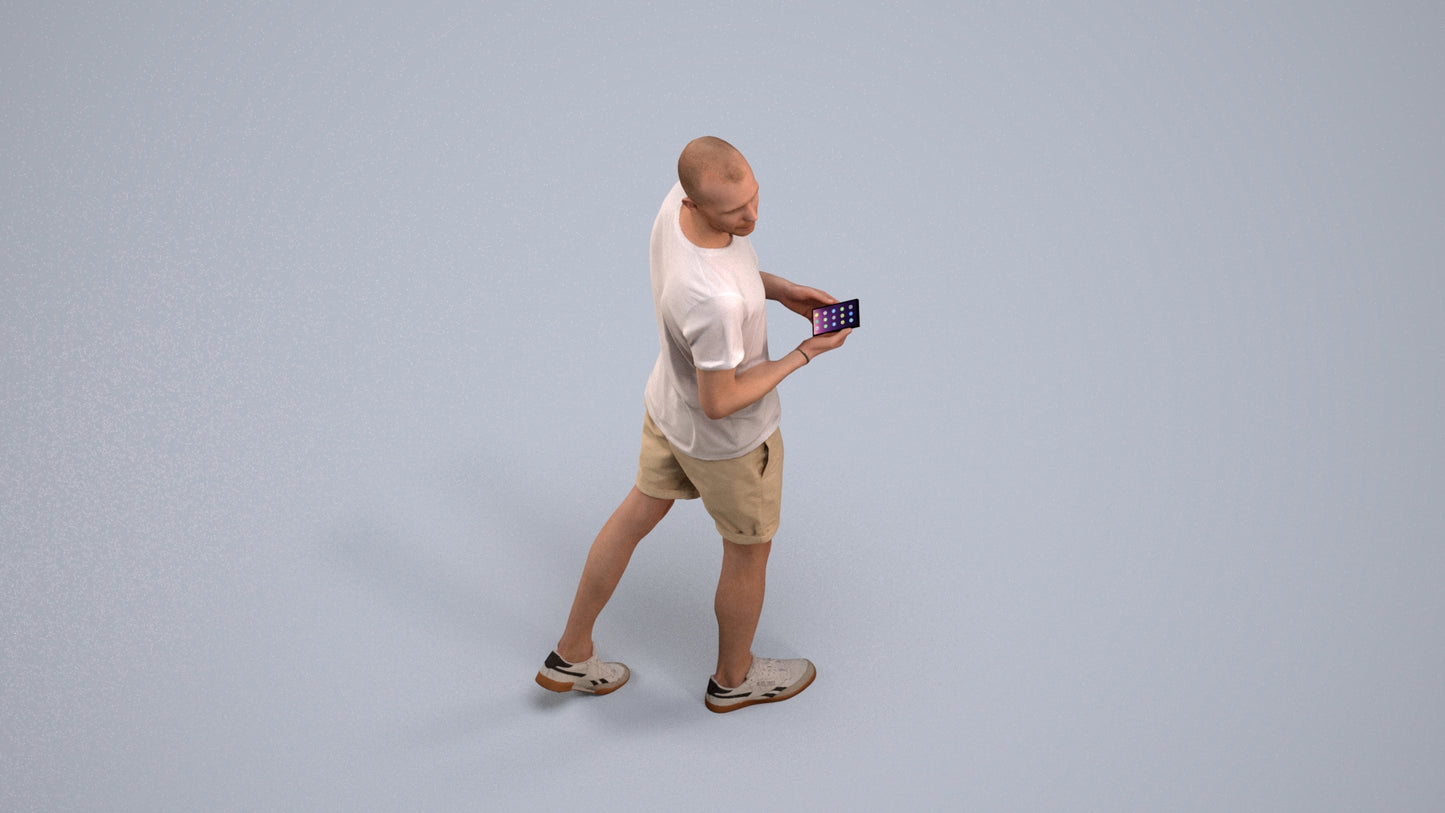 realistic 3D people man casual standing, render-ready for V-Ray and Corona, FBX OBJ, back view render
