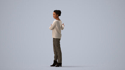 photogrammetry 3D woman casual standing, realistic human model archviz FBX, three-quarter view render