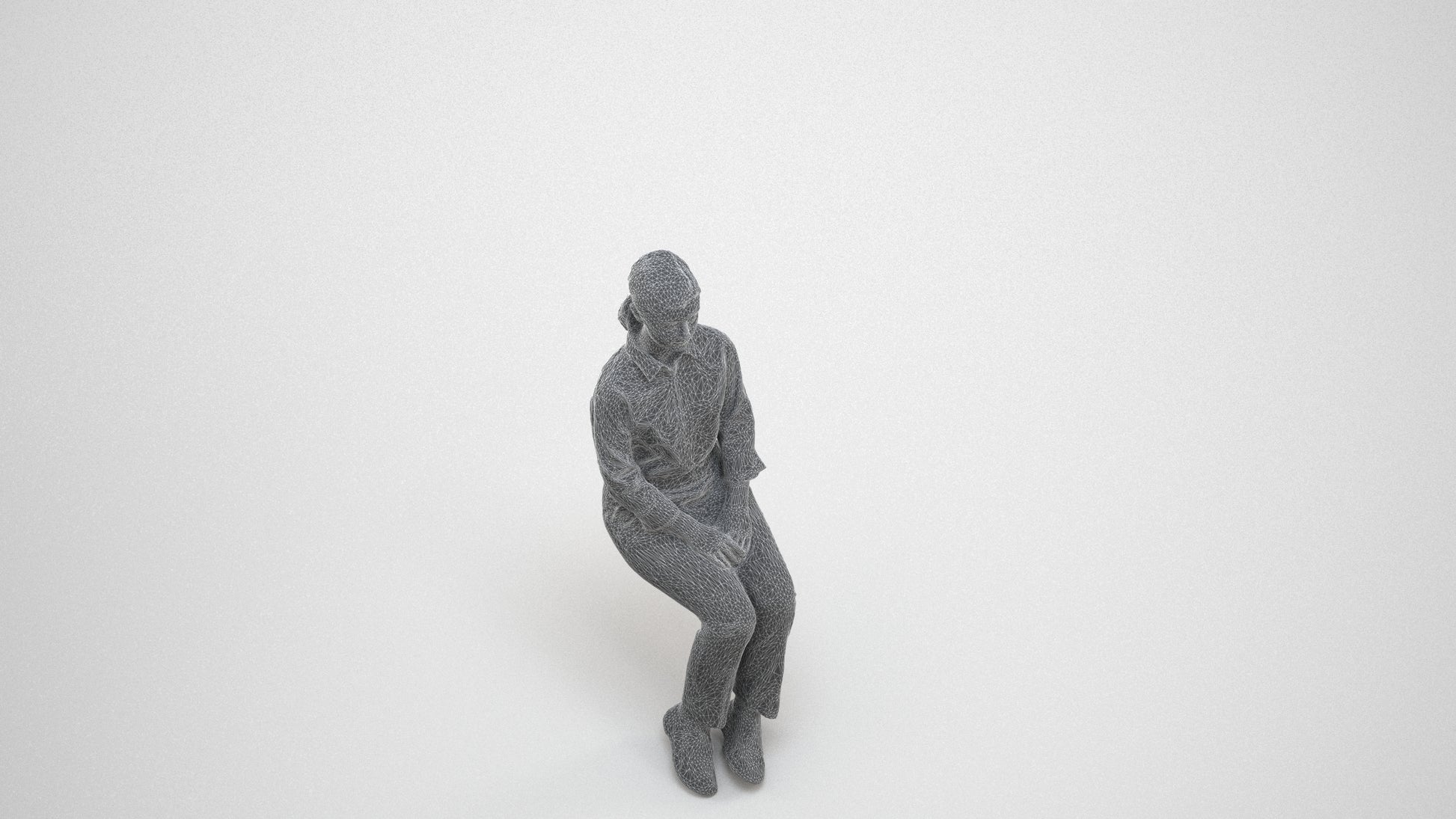 realistic 3D human girl kids, archviz people FBX OBJ for Blender, wireframe three-quarter view