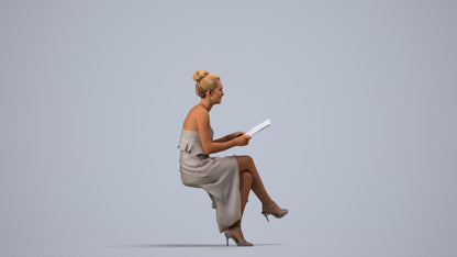 scanned 3D woman formal formalaffairs, photogrammetry people for Enscape and V-Ray, side view render