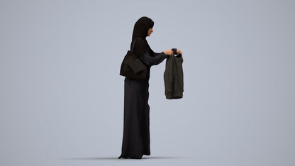 scanned 3D woman shopping, photogrammetry people for Enscape and V-Ray, side view render
