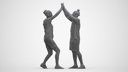 realistic 3D human woman sport, archviz people FBX OBJ for Blender, three-quarter front view render