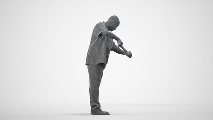 photogrammetry 3D man hospitality, realistic human model archviz FBX, wireframe side view