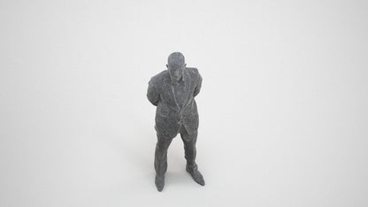 3D scanned man business, photorealistic archviz people for Enscape and SketchUp, wireframe three-quarter view