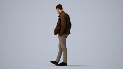 3D people model man casual standing, scanned human for 3ds Max rendering, three-quarter view render