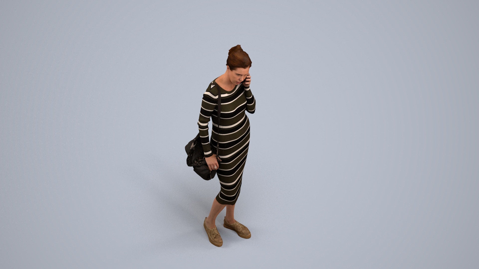 photogrammetry 3D woman casual walking, realistic human model archviz FBX, back view render