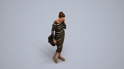 photogrammetry 3D woman casual walking, realistic human model archviz FBX, back view render