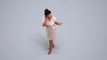 realistic 3D human woman business walking, archviz people FBX OBJ for Blender, back view render