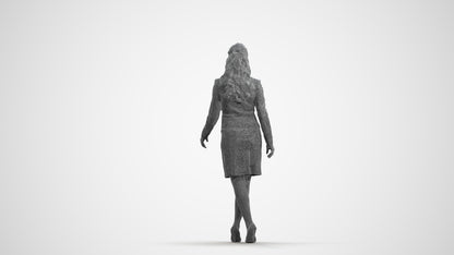realistic 3D human woman business, archviz people FBX OBJ for Blender, wireframe front view