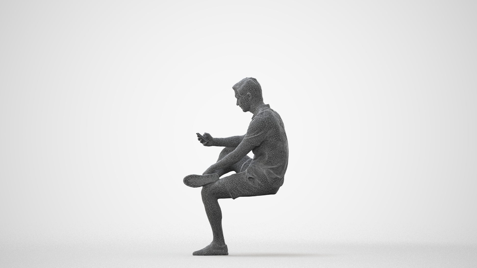 photogrammetry 3D man casual sitting, realistic human model archviz FBX, square thumbnail