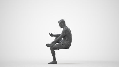 photogrammetry 3D man casual sitting, realistic human model archviz FBX, square thumbnail