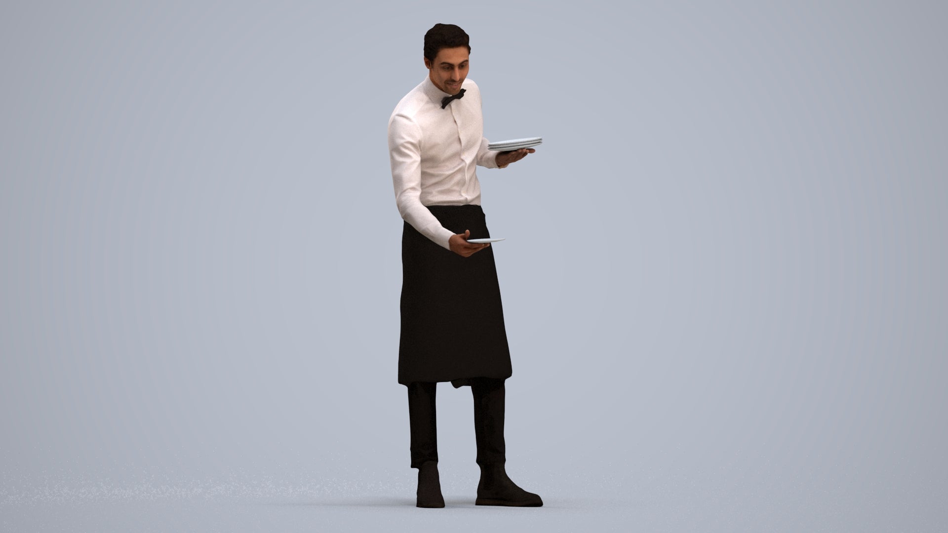 realistic 3D man hospitality, scanned archviz people for Blender and 3ds Max, standing pose render