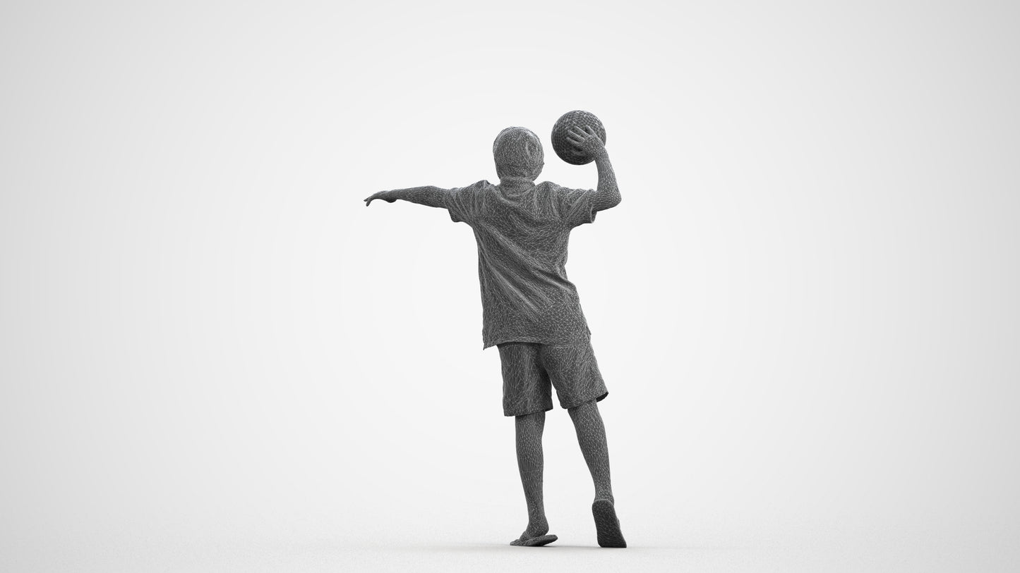 3D people model boy sport kids, scanned human for 3ds Max rendering, wireframe front view