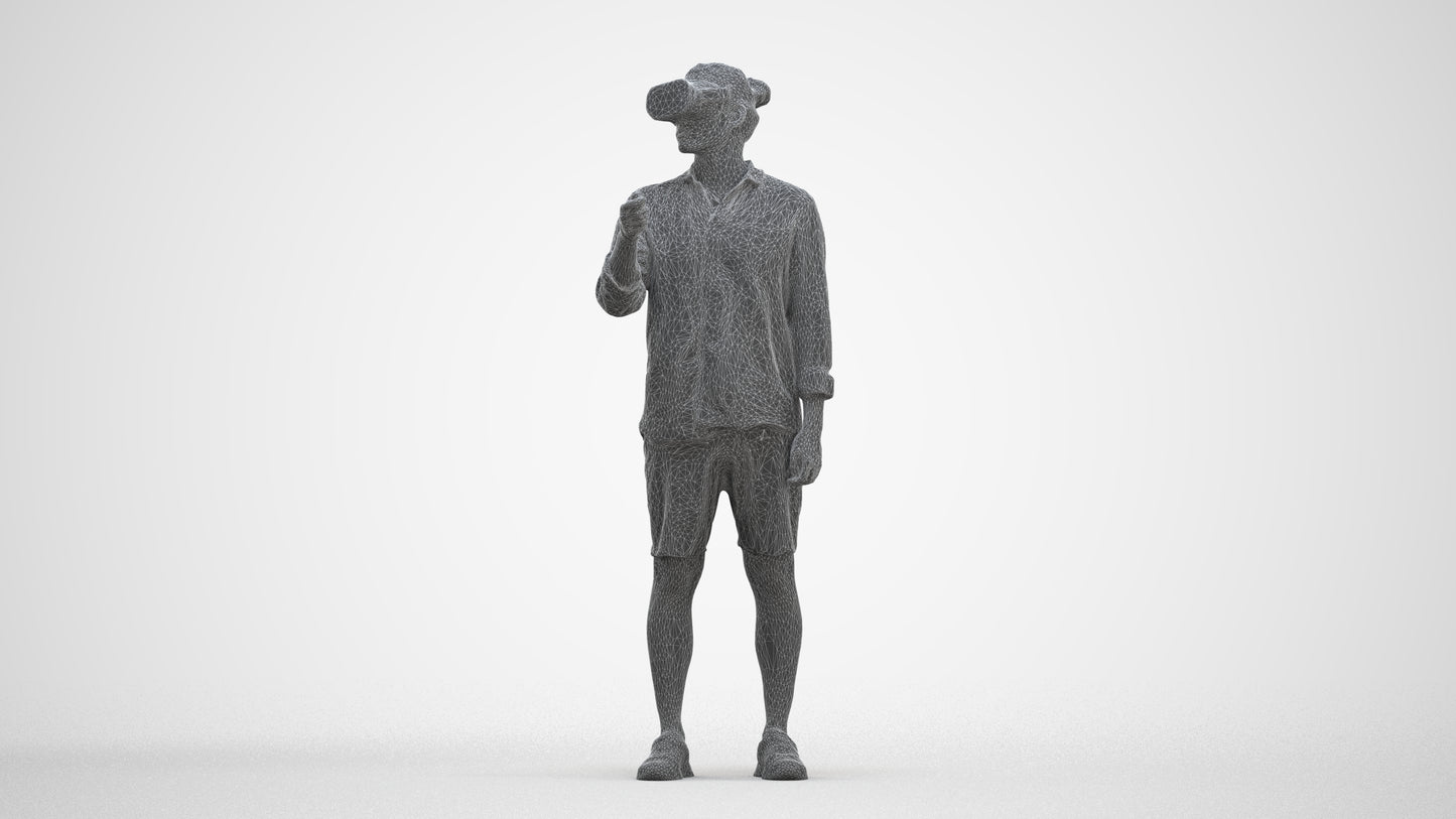 realistic 3D human man casual standing, archviz people FBX OBJ for Blender, three-quarter front view render