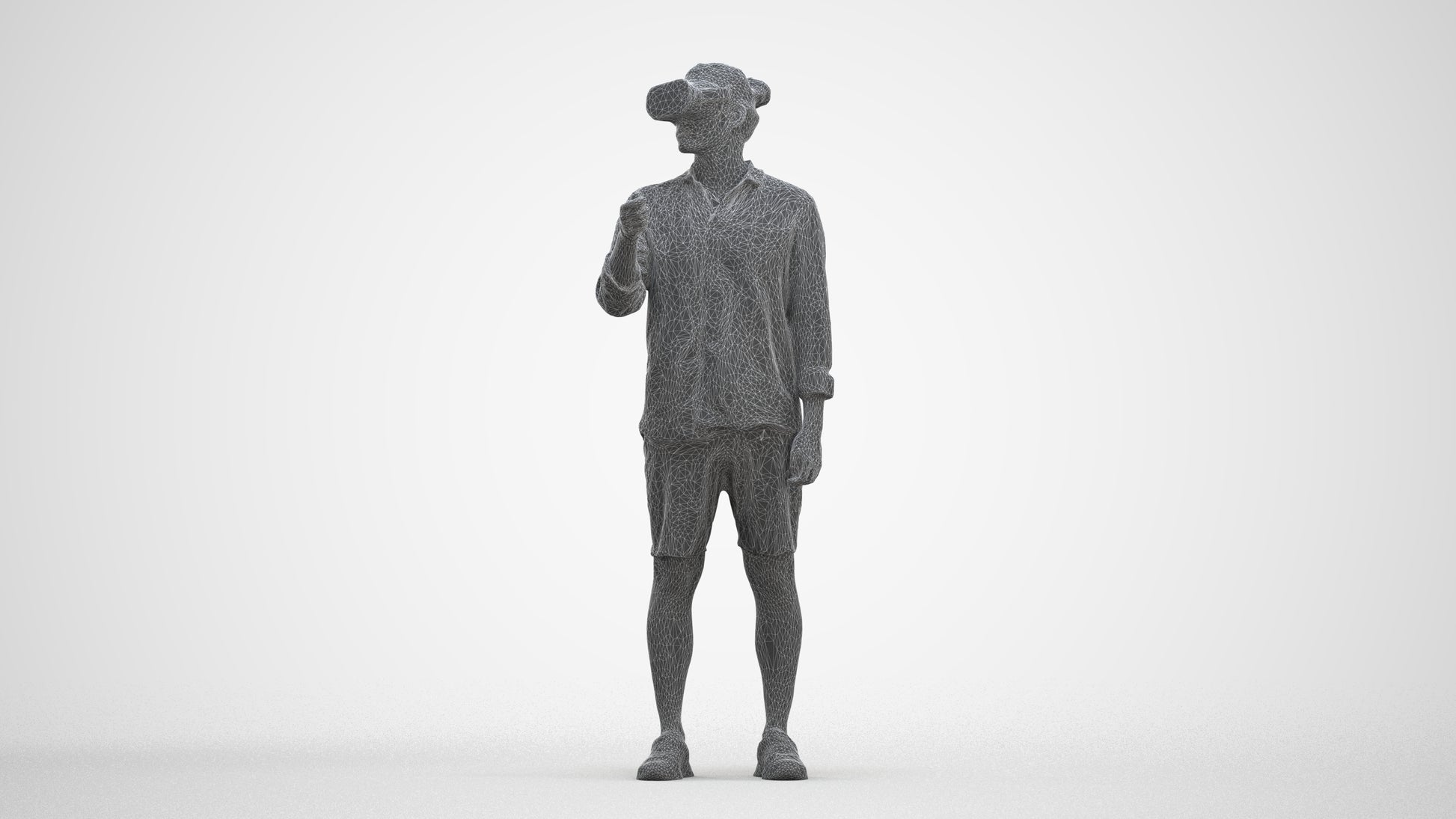 realistic 3D human man casual standing, archviz people FBX OBJ for Blender, three-quarter front view render