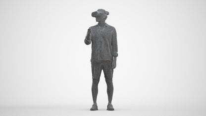realistic 3D human man casual standing, archviz people FBX OBJ for Blender, three-quarter front view render