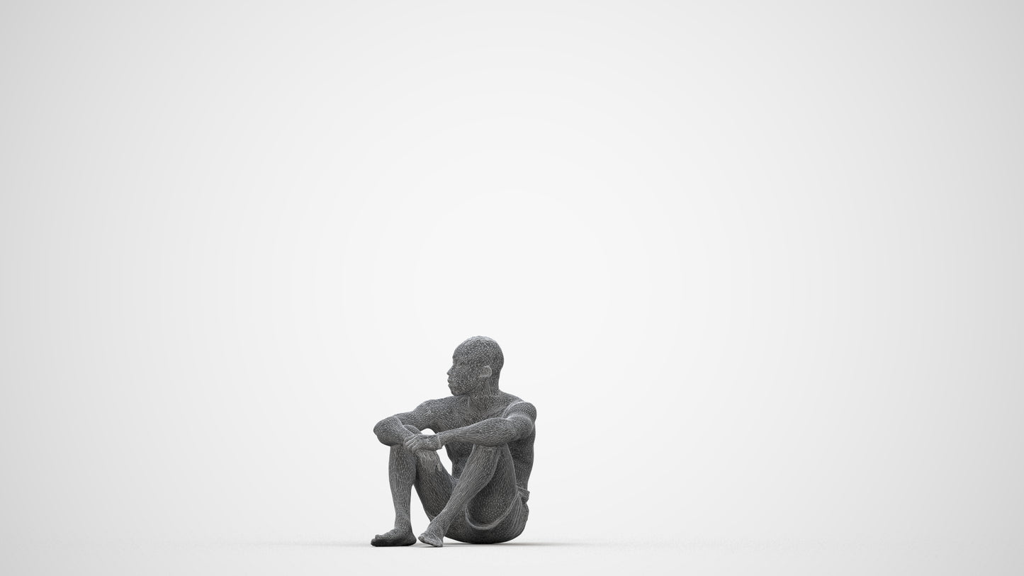 photogrammetry 3D man pool, realistic human model archviz FBX, wireframe back view