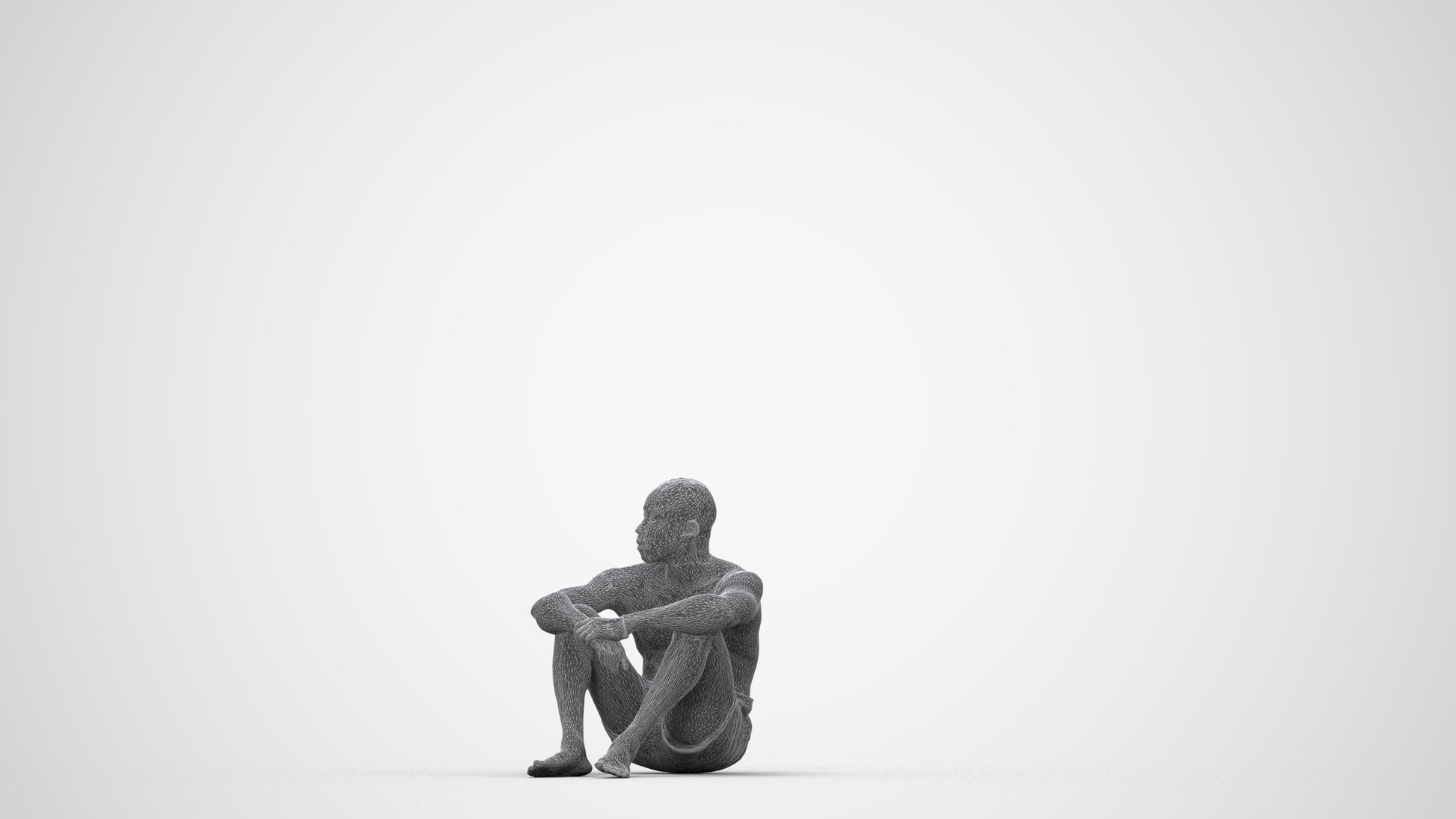 photogrammetry 3D man pool, realistic human model archviz FBX, wireframe back view