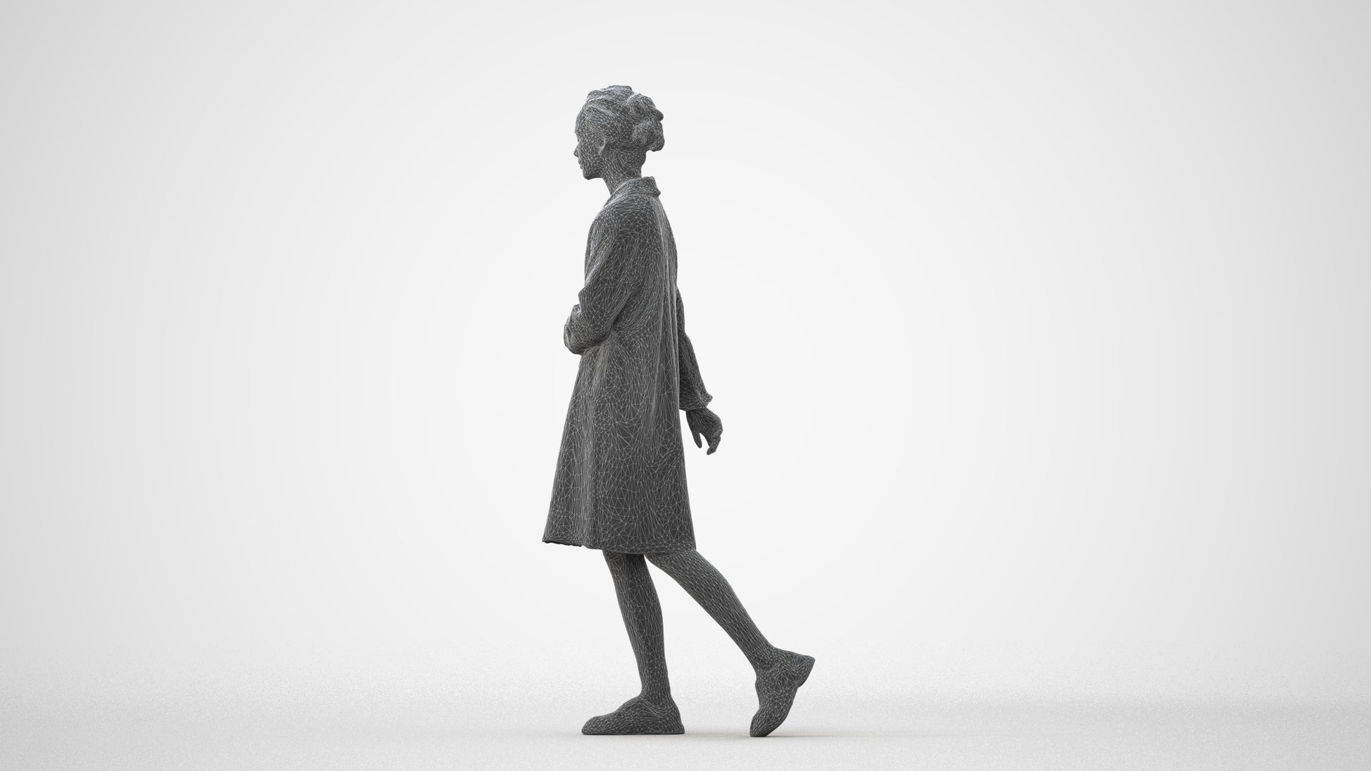 realistic 3D woman casual walking, scanned archviz people for Blender and 3ds Max, square thumbnail
