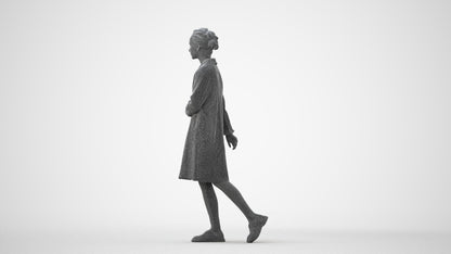 realistic 3D woman casual walking, scanned archviz people for Blender and 3ds Max, square thumbnail