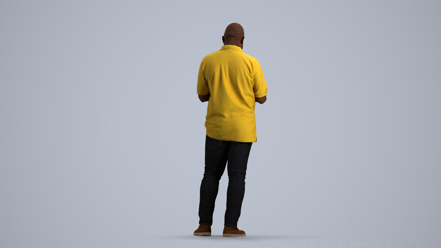 3D human model man casual standing, photogrammetry scanned person for archviz, front view render