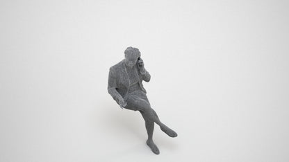 realistic 3D people woman business sitting, render-ready for V-Ray and Corona, FBX OBJ, wireframe three-quarter view
