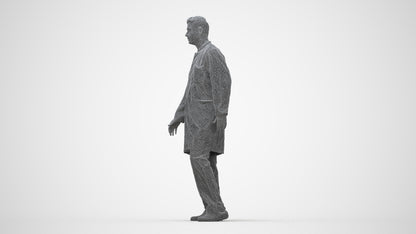 3D people model man medical, scanned human for 3ds Max rendering, wireframe back view
