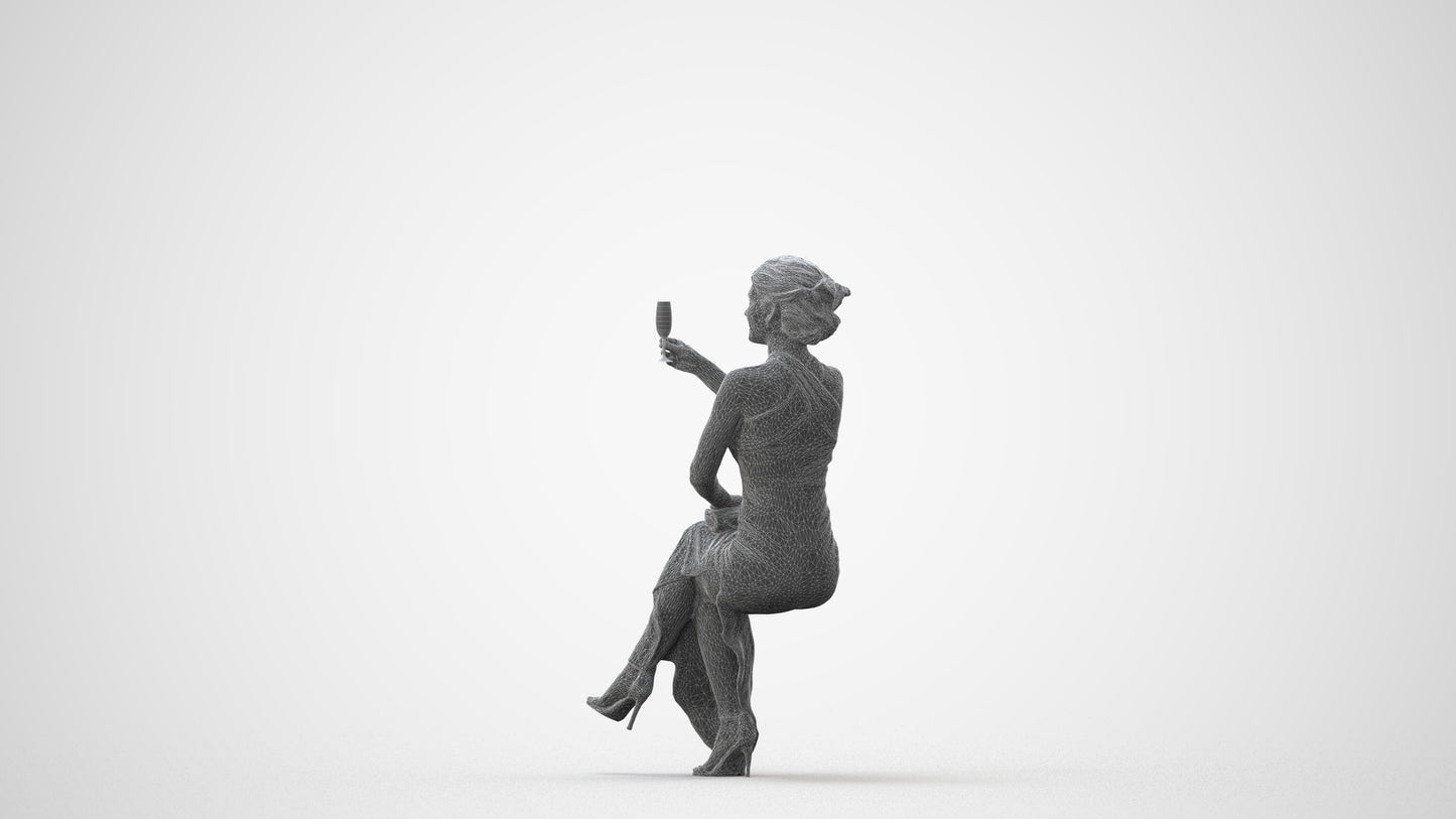 3D people model woman formal sitting, scanned human for 3ds Max rendering, square thumbnail