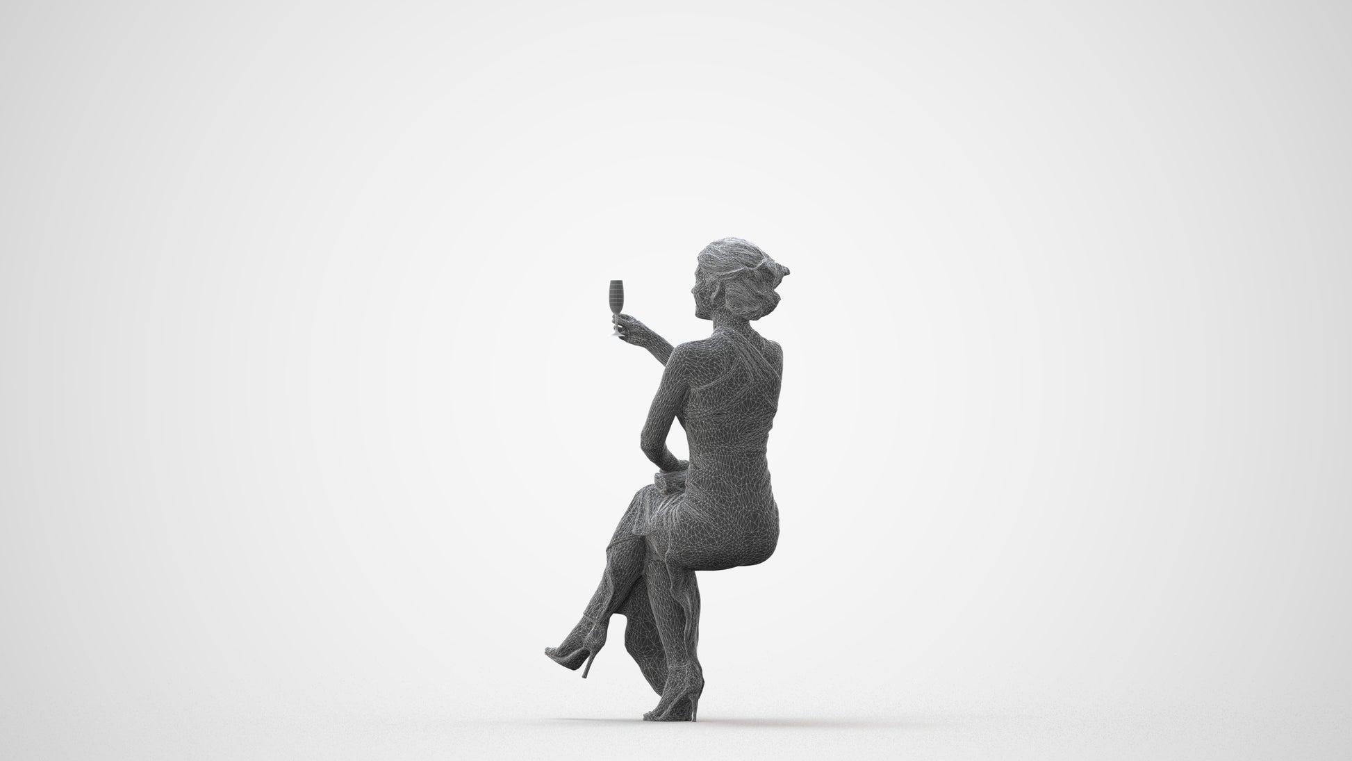 3D people model woman formal sitting, scanned human for 3ds Max rendering, square thumbnail