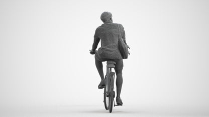 realistic 3D human man casual cycling, archviz people FBX OBJ for Blender, wireframe front view