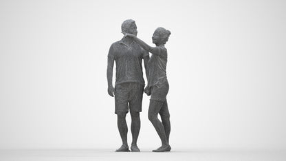 scanned 3D woman casual couple, photogrammetry people for Enscape and V-Ray, wireframe back view