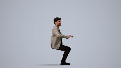 realistic 3D people man business sitting, render-ready for V-Ray and Corona, FBX OBJ, side view render
