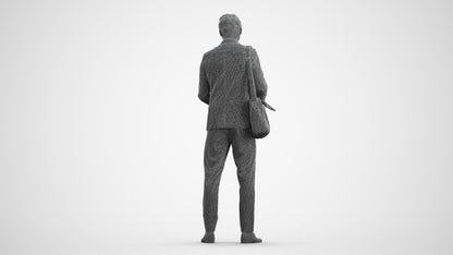 realistic 3D man business, scanned archviz people for Blender and 3ds Max, wireframe front view