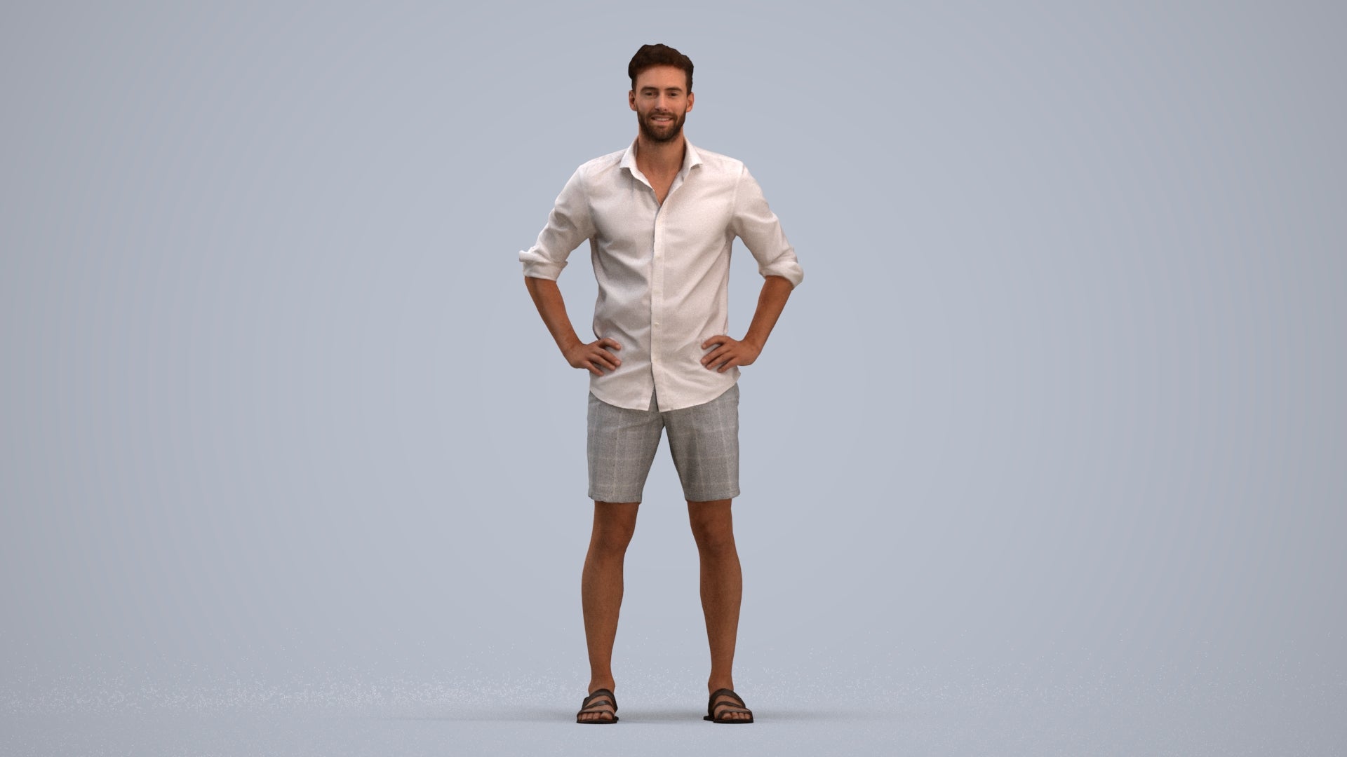 3D scanned man standing casual, photorealistic archviz people for Enscape and SketchUp, standing pose render