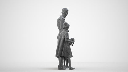 scanned 3D girl casual kids, photogrammetry people for Enscape and V-Ray, wireframe side view