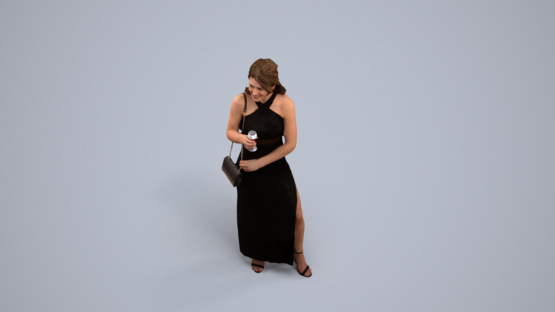 realistic 3D woman formal formalaffairs, scanned archviz people for Blender and 3ds Max, back view render
